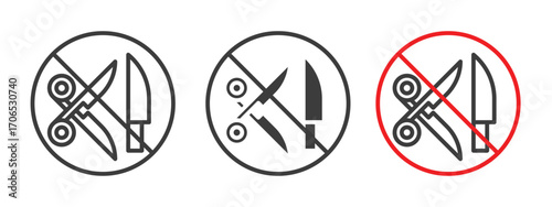 No scissors or no knives sign style illustration. EPS 10 file