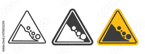 Falling rocks or debris warning road sign style illustration. EPS 10 file