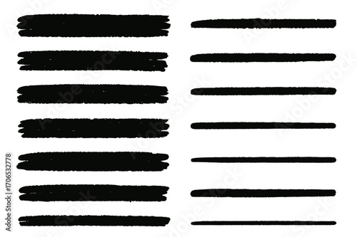Bold black brush strokes arranged in various sizes create an artistic pattern for design projects and background elements