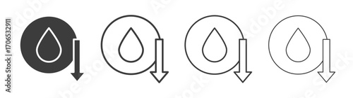 Crude oil barrel price falling down icon style illustration. EPS 10 file