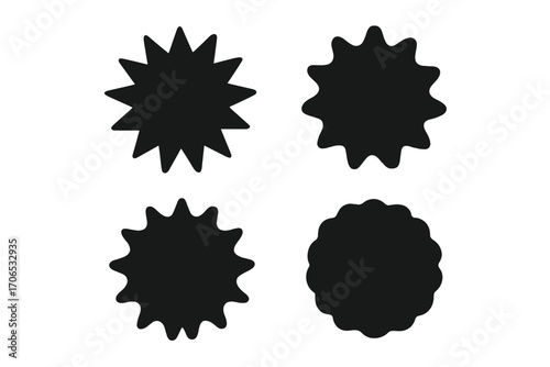 Abstract black shapes on a white background suitable for modern design projects and creative work