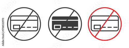 Credit card with prohibition sign style illustration. EPS 10 file