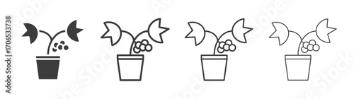 Berry shrubs and vines icon style illustration. EPS 10 file