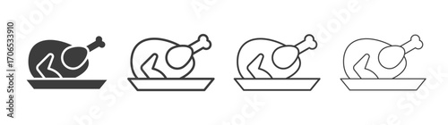 Baked turkey icon style illustration. EPS 10 file