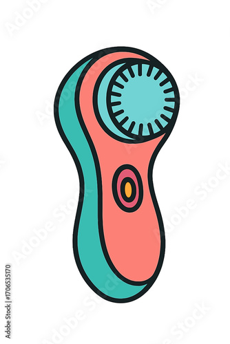 Colorful facial cleansing device with unique ergonomic design facial cleansing brush