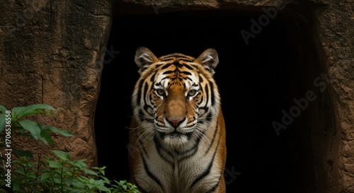 Majestic Tiger Peeking A Glimpse into the Wild