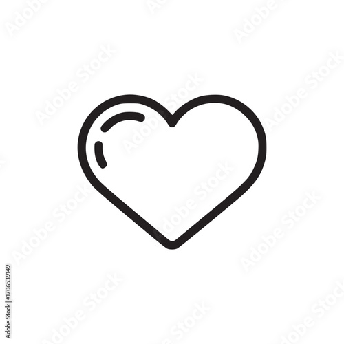 Vector art of a minimalist line drawing of a heart, symbolizing love, affection, and connection in a simple and elegant design suitable for various creative projects