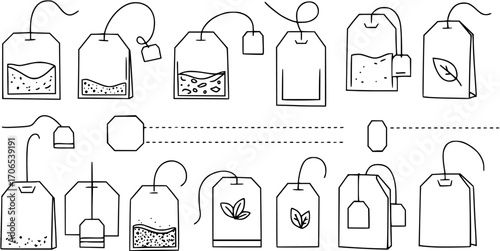 set of Tea bag icons set. Teabag icon.