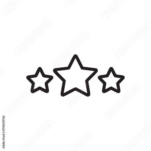Illustration of three stars, representing rating, feedback, or quality, rendered as a clean, minimalist line icon for versatile use in designs and interfaces