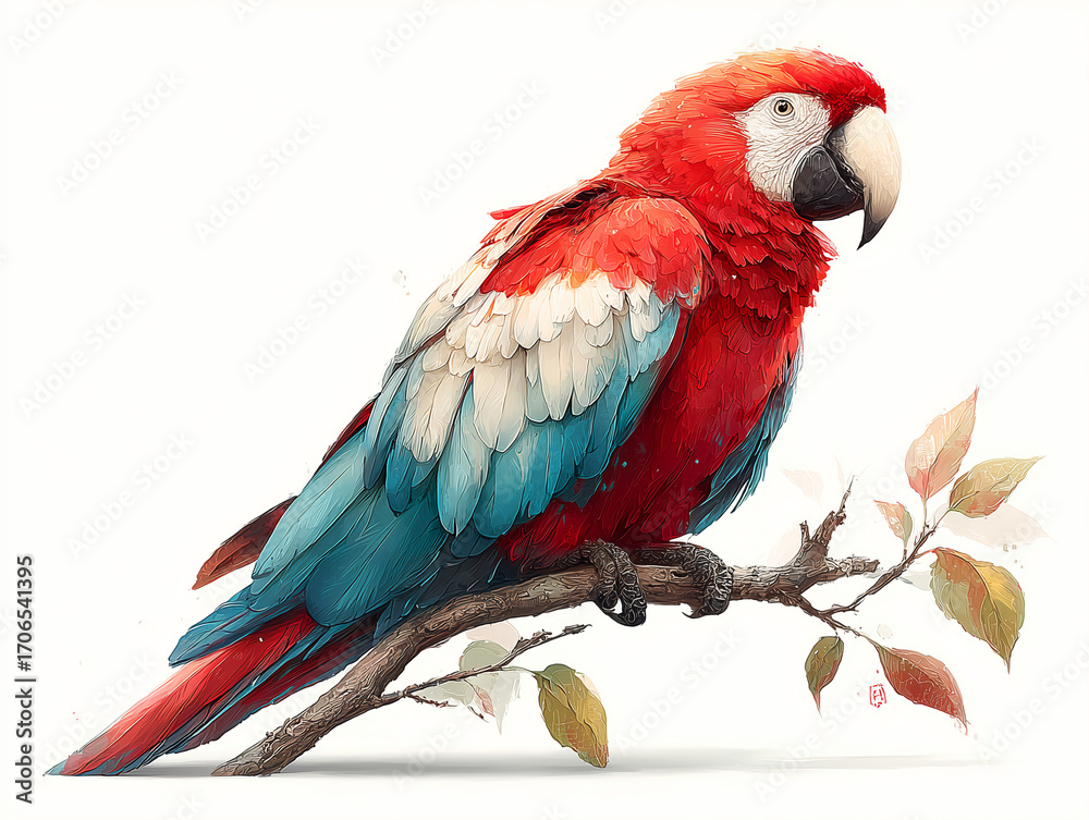 Obraz premium red and white macaw