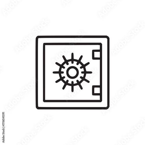 Illustration of a safe the safe is closed and has a combination lock it is a simple, minimalist design, perfect for use in a variety of projects related to security, finance, and protection