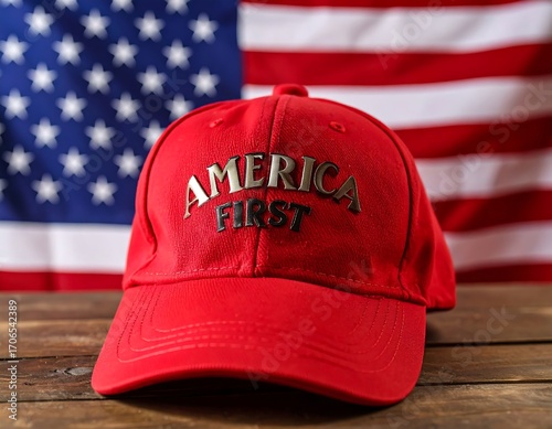 Red baseball cap with 
