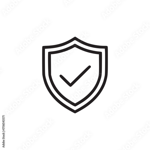 Vector art of security shield icon a simple representation of a shield with a checkmark, symbolizing protection, safety, and verification in a digital or physical context