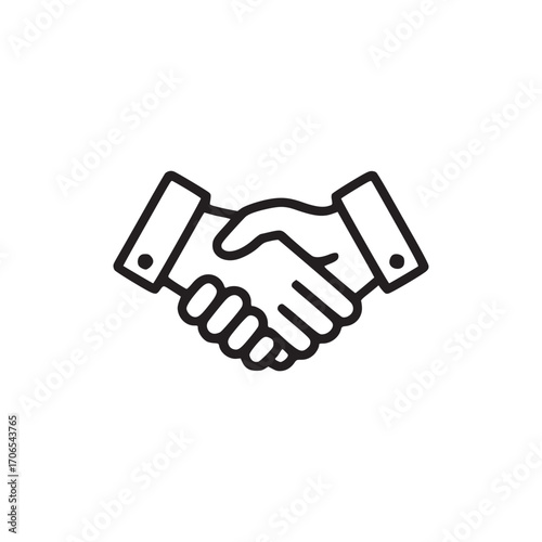 Vector art of handshake icon symbol of agreement, partnership, deal, cooperation, business, success, and trust simple vector design element for websites, apps, and presentations
