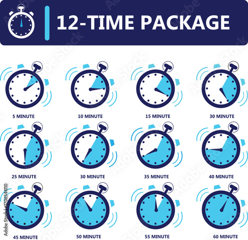 12 Time Interval Stopwatch Vector Icons – 5 to 60 Minutes
Set of 12 Blue Stopwatch Icons for Timers and Schedules 
Download Free Time Duration Icons – 12-Point Timer Collection.
 12 set of Time