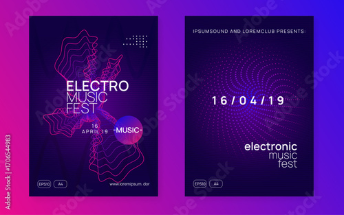 Fest Event. Blue Dance Design. Music Background. Discotheque Concert Graphic. Trance Cover. Violet Sound Magazine. Psychedelic Audio Illustration. Green Fest Event