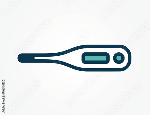 Illustration of a digital thermometer, representing medical equipment used by healthcare professionals. Isolated vector image