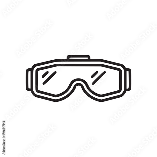 Illustration of a black goggle the goggle is a simple, minimalist design, perfect for use in a variety of projects it is a versatile and recognizable symbol
