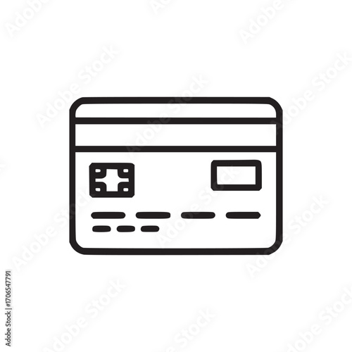 Vector art of credit card icon minimalist line art style illustration of a credit card, perfect for finance, payment, or banking concepts in a clean and modern design