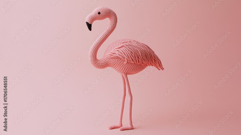 Fototapeta premium flamingo made of crochet generative ai
