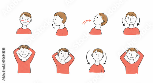 Neck exercises illustrated for improving flexibility and posture  