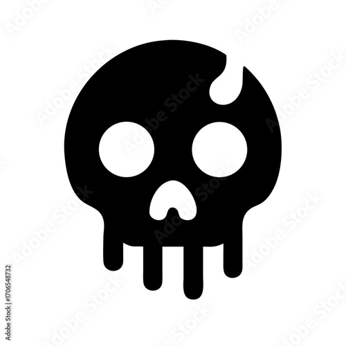 Black Dripping Skull Graphic Icon

