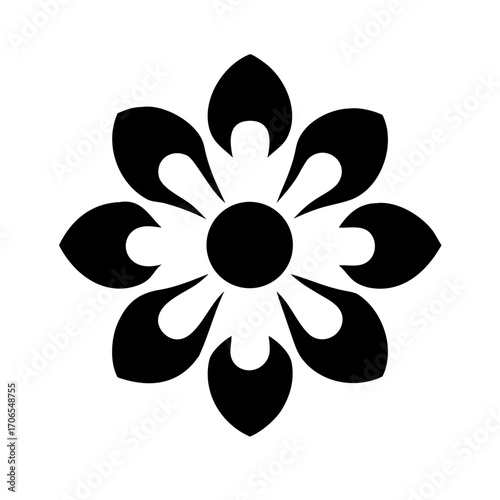 Minimal Black and White Stylized Floral Motif
