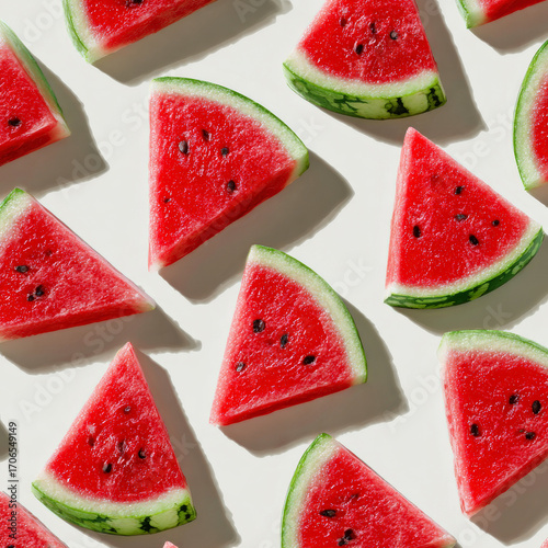 Watermelon slice pattern background, digital illustration