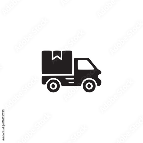 Vector art of delivery truck icon a simple and bold design of a delivery truck, perfect for representing shipping, logistics, or transportation services ideal for ecommerce, courier services, and supp