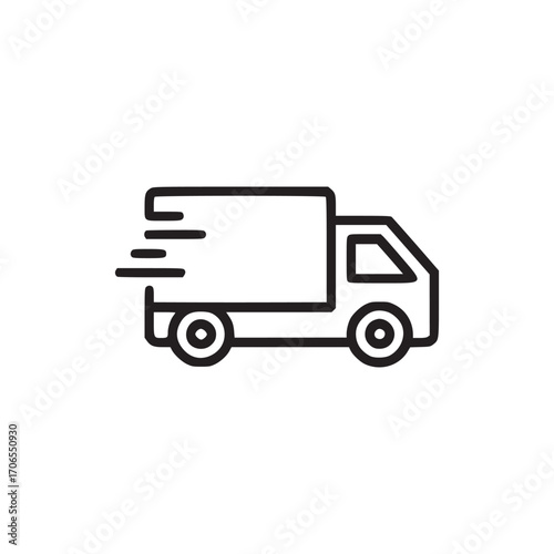 Vector art of delivery truck illustration a minimalist line drawing of a fastmoving delivery truck, ideal for representing shipping, logistics, and express services in a clean, modern style