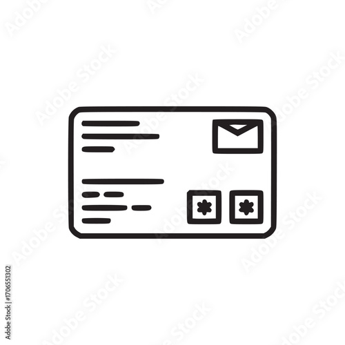 Illustration of a letter, representing communication, mail, and correspondence, ideal for designs related to postal services, invitations, or personal messages with a minimalist style