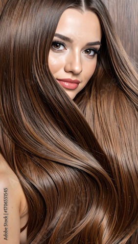 Woman with long, flowing brown hair