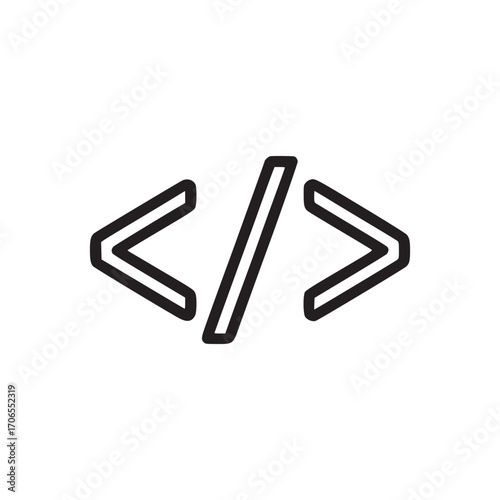 Vector art of a minimalist line art illustration of code brackets, this simple design is perfect for representing programming, software development, or web design concepts in a clean and modern way