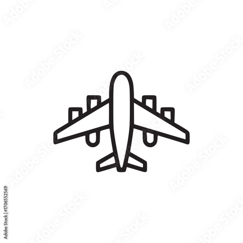 Vector art of a simple line art illustration of an airplane, , perfect for use in travel or transportation related designs, symbolizing journeys, vacations, and the excitement of flying to new destina