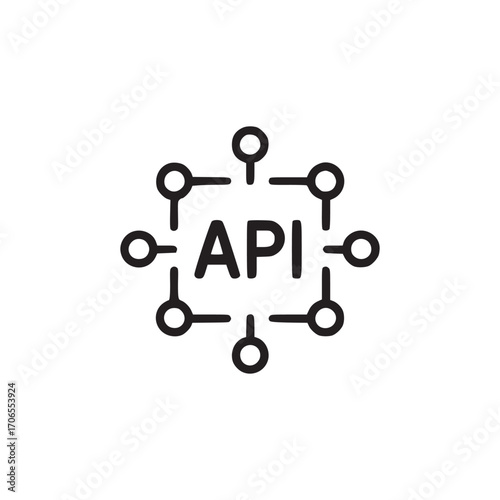 Vector art of api icon a simple and clean illustration of an api connection, perfect for use in designs related to software development, data transfer, or network communication
