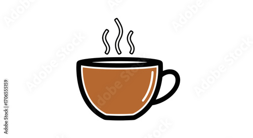 Steaming Cup of Coffee Icon Simple Vector Illustration for Morning Brew Cafe or Beverage Concepts
