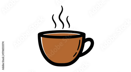 Steaming Hot Coffee Cup Icon Aroma of Freshly Brewed Beverage Morning Energy Boost Cozy Cafe Drink