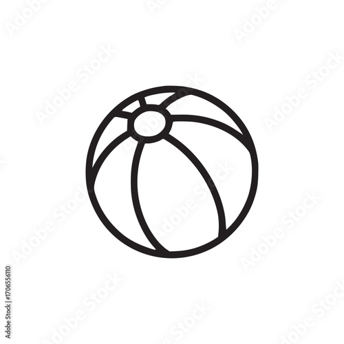 Illustration of a beach ball the simple black line drawing captures the essence of summer fun and recreation, perfect for designs related to vacation, sports, or childhood