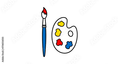 Colorful Art Palette and Brush Icon Creative Design Elements for Artists and Designers