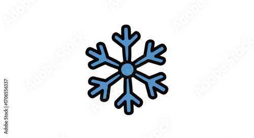 Simple Blue Snowflake Icon on White Background Winter Season Symbol