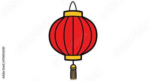 Vibrant Red Chinese Lantern with Golden Accents Symbol of Luck and Celebration