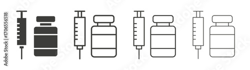 Vaccine vial icon outline vector. Thin linear logo