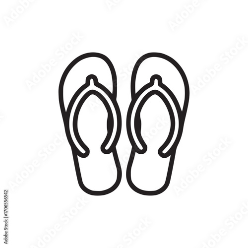 Vector art of a pair of flip flops, a simple and minimalist line art illustration, perfect for summer, beach, or vacationthemed designs, conveying relaxation and casual style with its clean lines