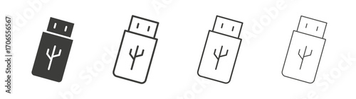 USB icon outline vector. Thin linear logo