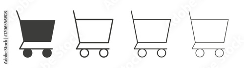 Shopping trolley icon outline vector. Thin linear logo