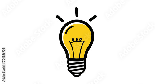 Bright Yellow Light Bulb Icon Symbolizing Innovation Creativity Idea Generation and Solutions