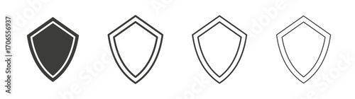 Shield icon outline vector. Thin linear logo