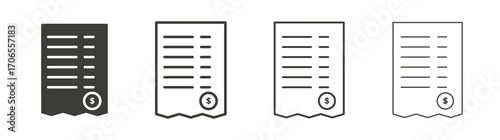 Receipt icon outline vector. Thin linear logo