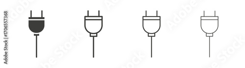 Plug adapter icon outline vector. Thin linear logo