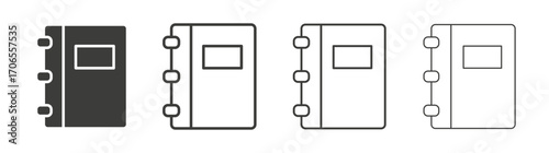 Notebook icon outline vector. Thin linear logo